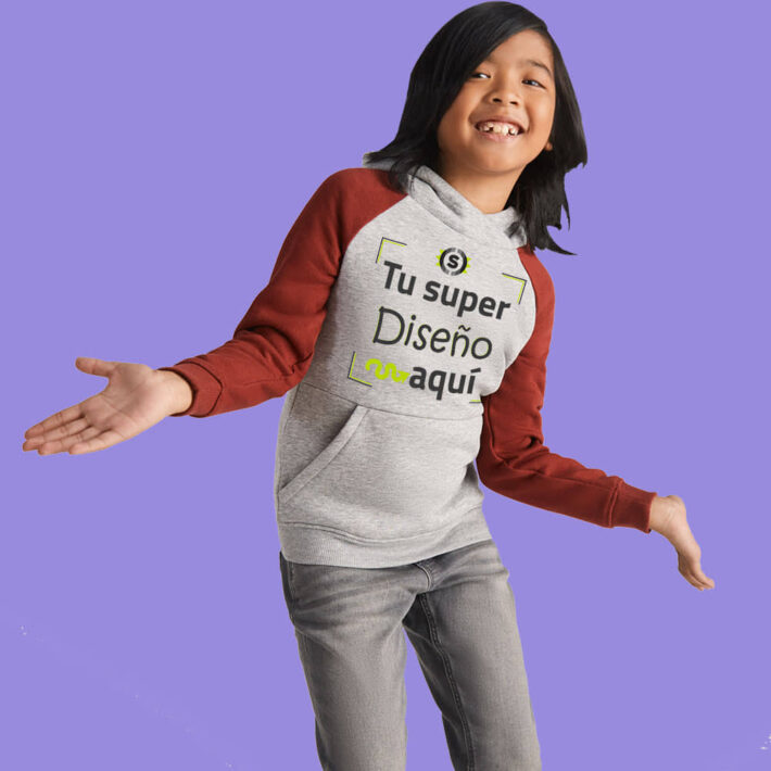 Sudadera bicolor con capucha niño