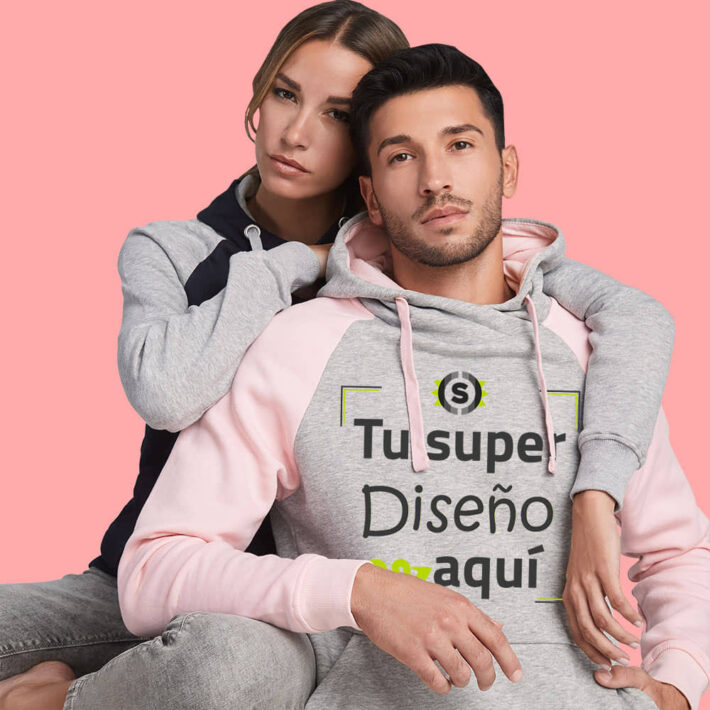 Sudadera bicolor con capucha unisex