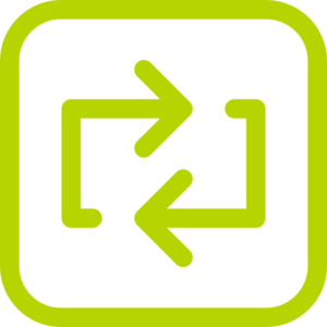 Icono verde de flechas repitiendo