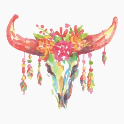 Skull and Flowers