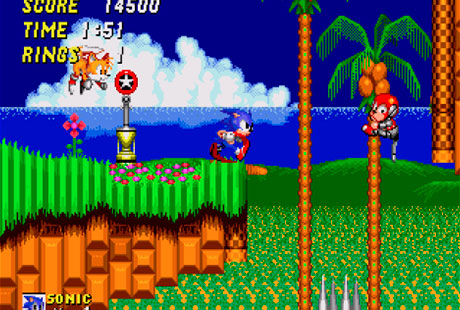 Sonic atravesando zona en Sonic the Hedgehog 2