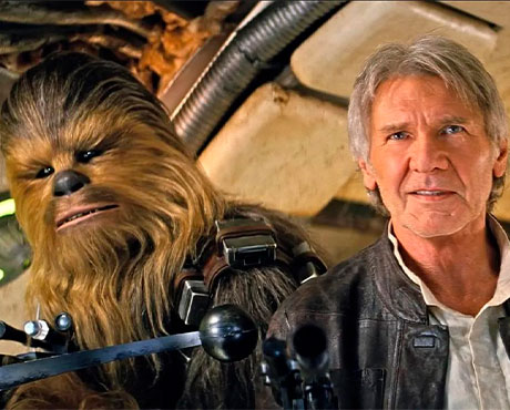 Chewie y Han Solo ya envejecidos en el Despertar de la Fuerza
