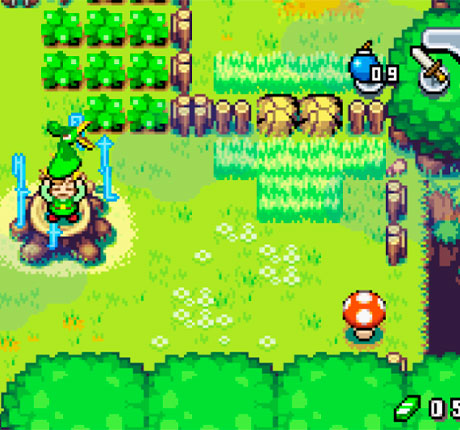 Link con su sombrero mágico Ezlo en The Legend of Zelda: Minish Cap