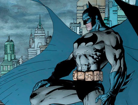 Imagen de Batman contemplando la ciudad de Gotham en uno de sus cómics.