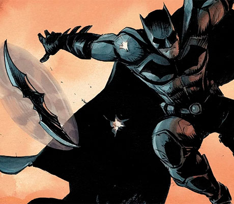 Imagen de Batman lanzando un Batarang en uno de sus comics.