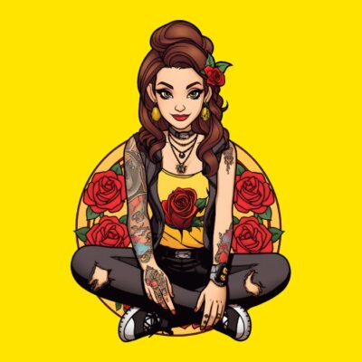 Princesa Bella tatuada estilo pop