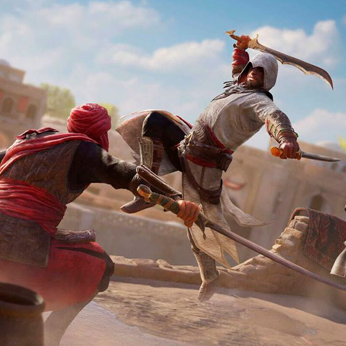 Basim enfrentándose a unos guardias en assasin's creed mirage
