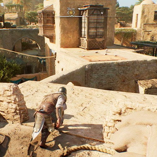 Basim corriendo por los tejados en assasin's creed mirage