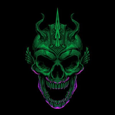Green Demonic Skull