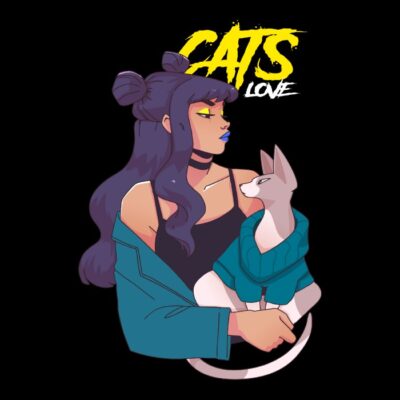 Cats Love Girl Blue Lips