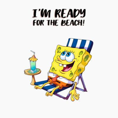 Bob esponja, spongebob, tomando el sol en la playa