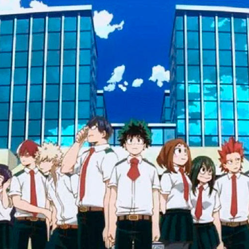 Imagen de varios estudiantes del anime my hero academia.