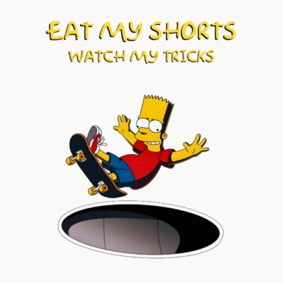 Los simpsons, Bart Simpson, haciendo skate, frase en inglés
