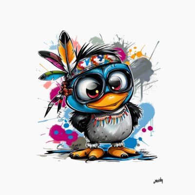 pinguino disfrazado de indio.