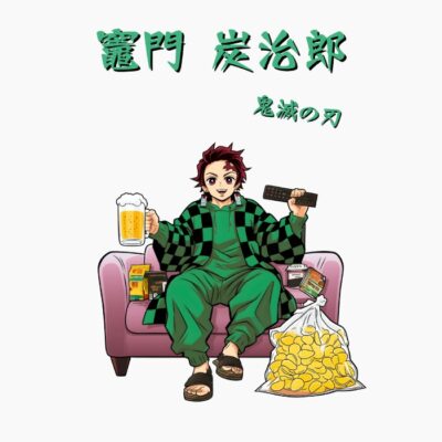 Tanjiro Kamado Kimetsu No Yaiba, demon slayer, viendo un partido