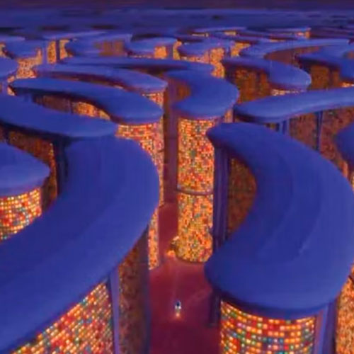 Imagen de la memoria a largo plazo visto desde lejos semejando un cerebro en la película del revés.