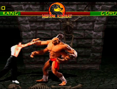 Imagen de Liu Kang luchando contra Goro en el primer juego de Mortal Kombat.