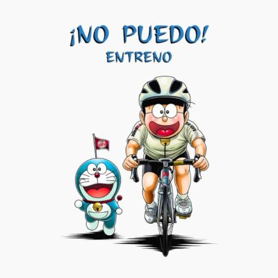 Doraemon y Nobita haciendo ciclismo de carretera