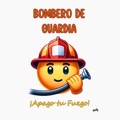 Emoji bombero de guardia, apago tu fuego