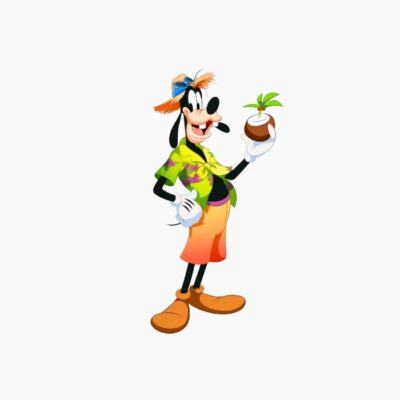 Goofy descansando con un cocktail en la playa