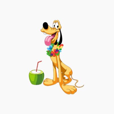 Pluto de relax en la playa con un refrigerio