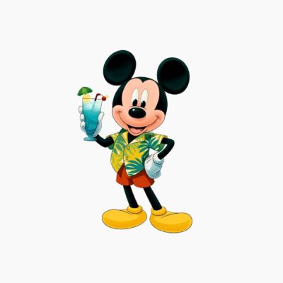 Mickey mouse disfrutando de un refresco veraniego
