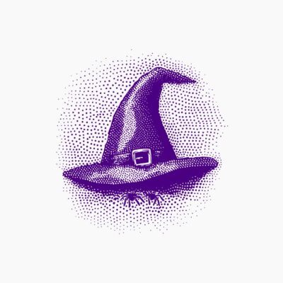 Sombrero Bruja morado Halloween estilo vintage retro
