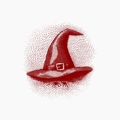 Sombrero Bruja rojo Halloween estilo vintage retro