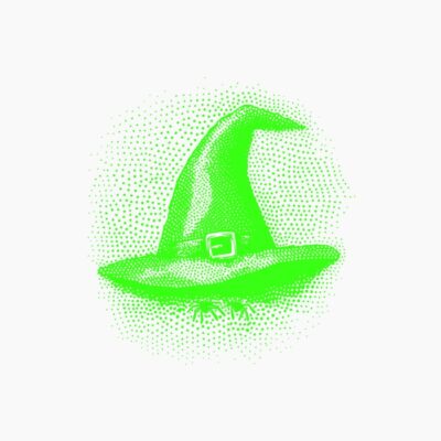 Sombrero Bruja verde neon Halloween estilo vintage retro