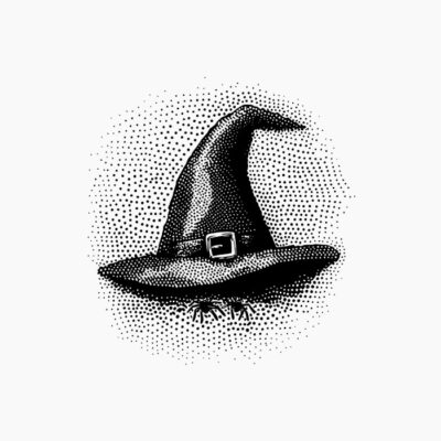 Sombrero Bruja negro Halloween estilo vintage retro