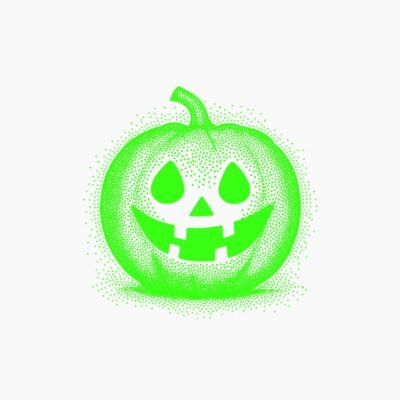 Calabaza verde neon Halloween estilo vintage retro