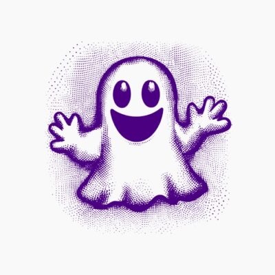 Fantasma morado neon Halloween estilo vintage retro