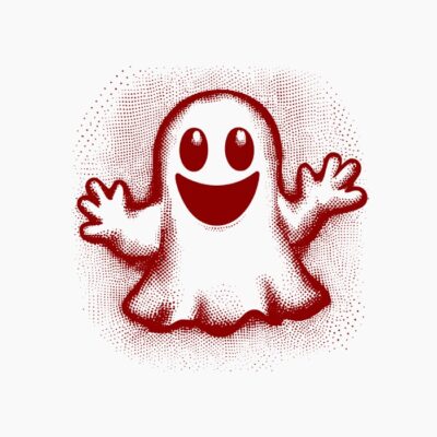 Fantasma rojo neon Halloween estilo vintage retro