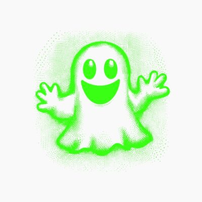 Fantasma verde neon Halloween estilo vintage retro