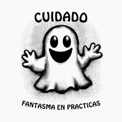 Fantasma en prácticas Halloween estilo vintage retro