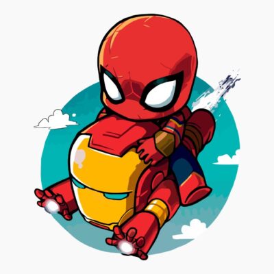 Mini spiderman and iron man action
