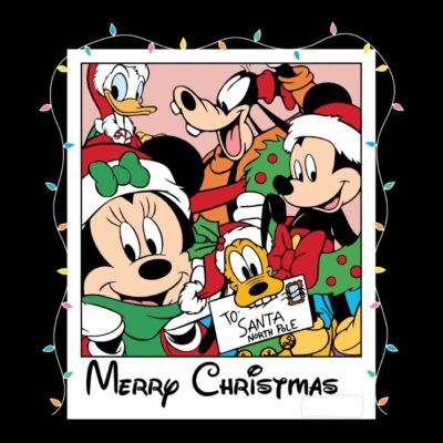 Mickey christmas postal blanco