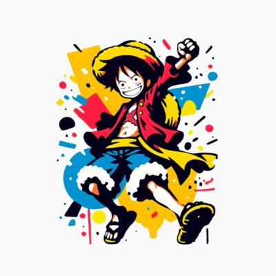 luffy de One Piece, retro vintage pop art