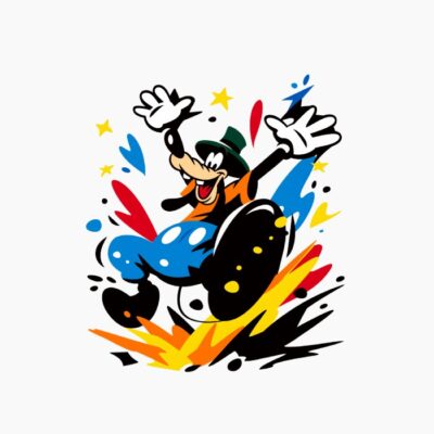 Goofy en estilo pop art vintage retro, en un splash de colores