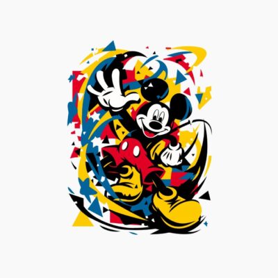 mickey en estilo pop art, retro vintage en un splash de colores