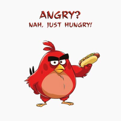 Red Rojo de Angry Birds tomando un perrito caliente
