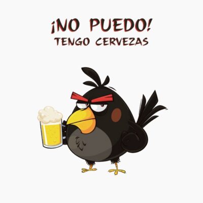 Black Negro de Angry Birds tomándose una cerveza