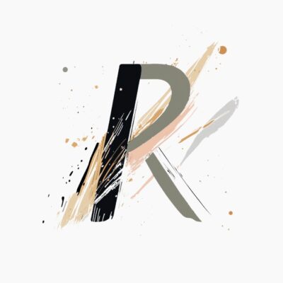 Monograma letra R, abstracta, contemporanea y elegante