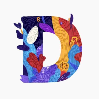 Monograma letra D, estilo favista Matisse, colorido